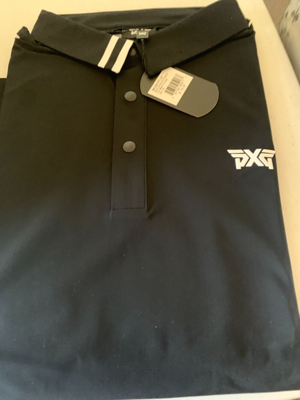 PXG Mens Black Logo Performance Polo Golf Shirt New In Sealed Packaging